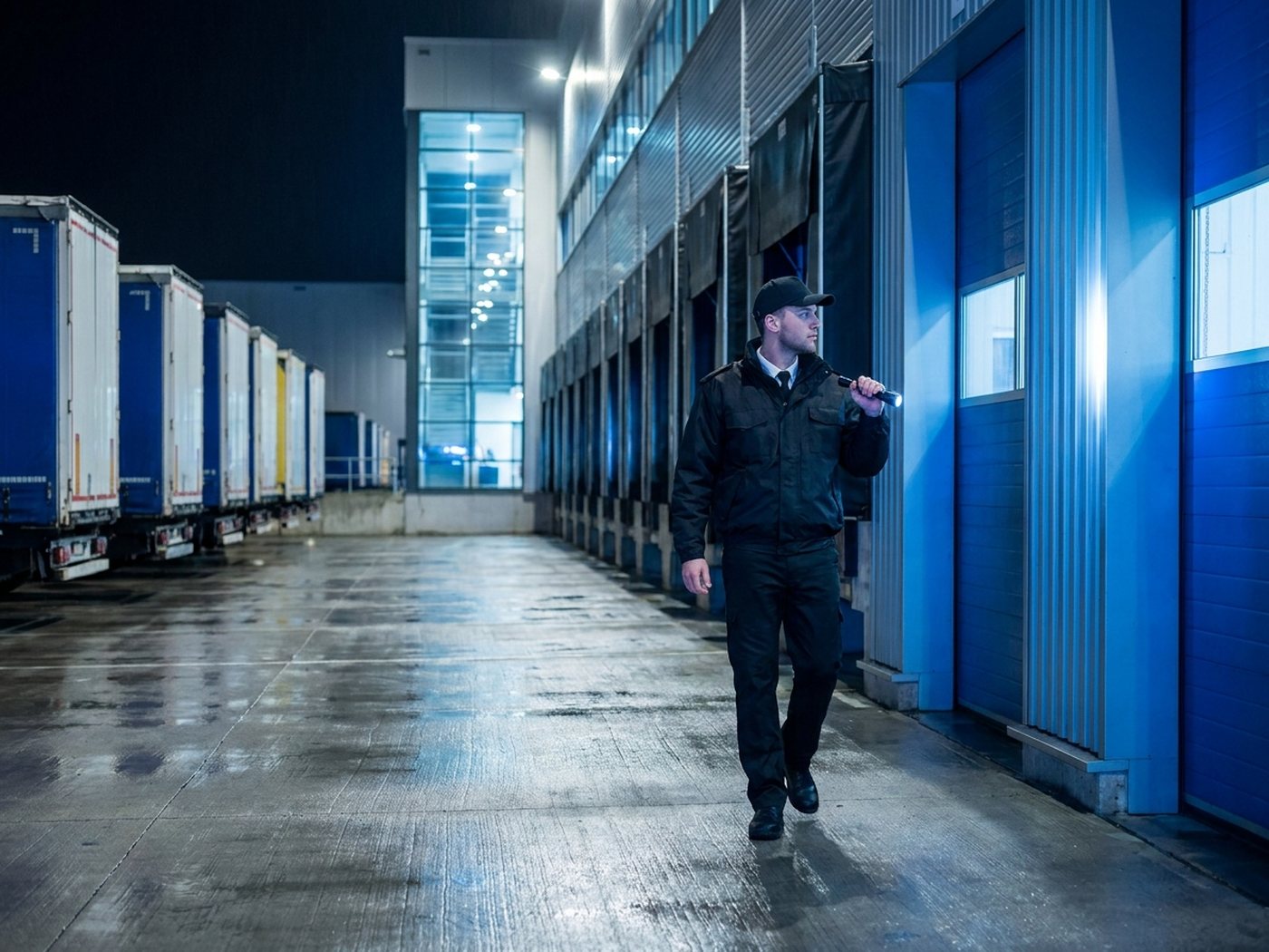 Vigilancia nocturna en nave industrial y andenes de carga
